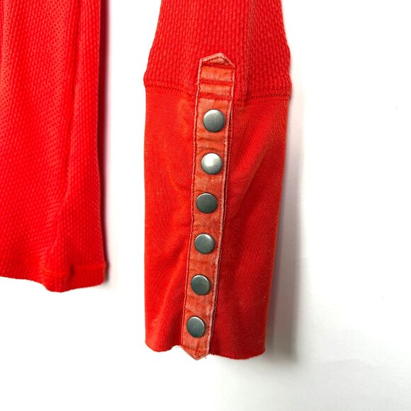 FREE PEOPLE long sleeve thermal shirt, Orange, long sleeves, size Medium, casual - Picture 3 of 5